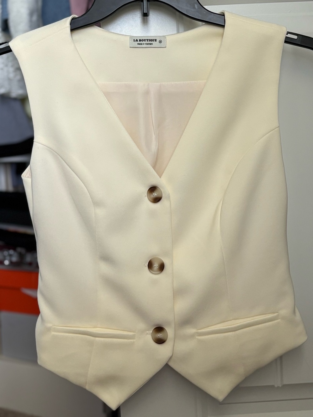 La Boutique Cream Button Front Vest